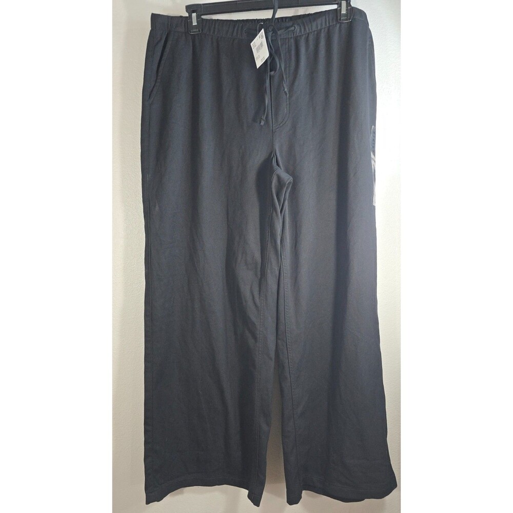 American Eagle Black drawstring wide leg pants stretch Size XL Long NWT